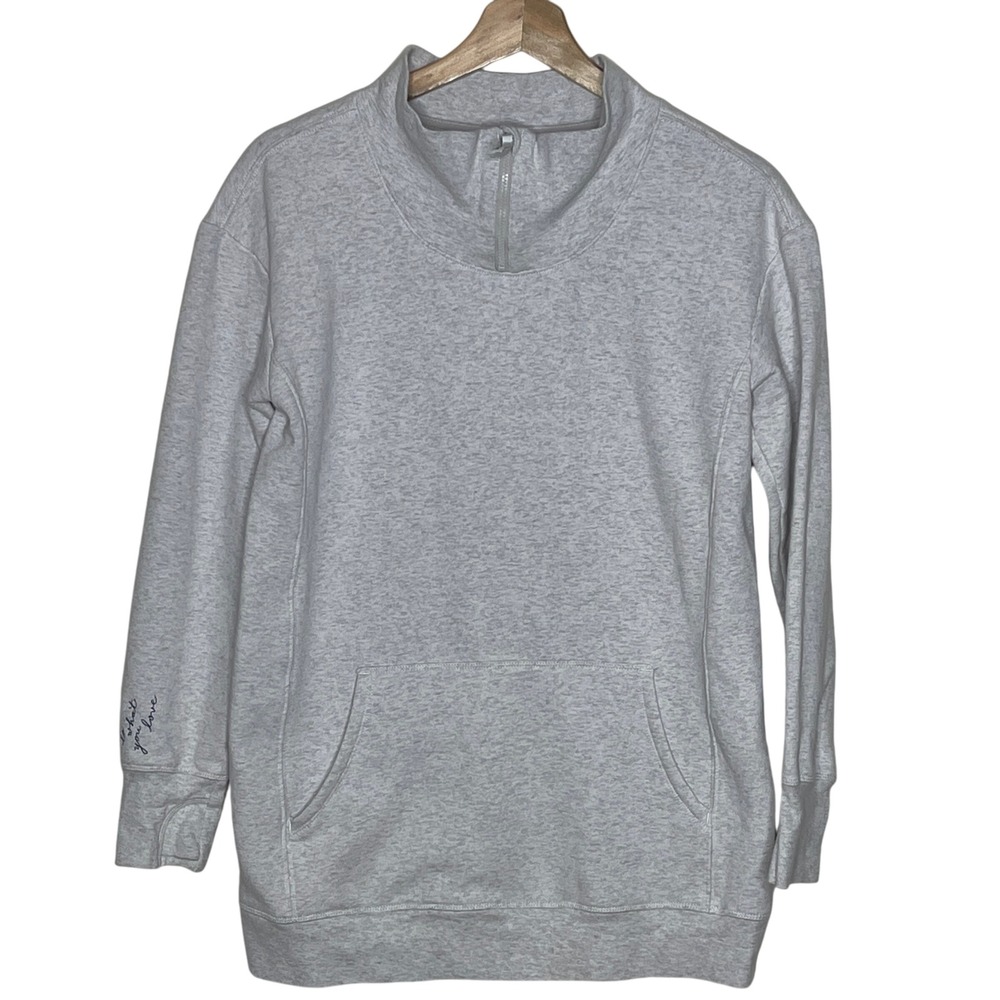 Athleta Girl Kids Gray Pullover 1/4 Zip Sweatshirt‎ Tunic Pocket XL/14